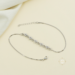 Sparkling Silver Dazzle Heart Anklet