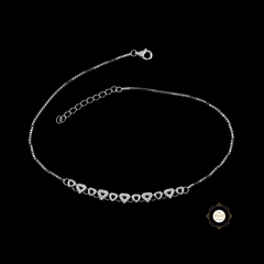 Sparkling Silver Dazzle Heart Anklet