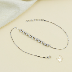 Sparkling Silver Dazzle Heart Anklet