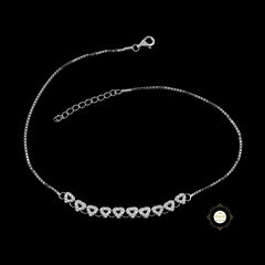 Sparkling Silver Dazzle Heart Anklet