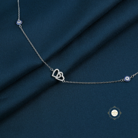 Sparkling Silver Dazzle Heart Anklet