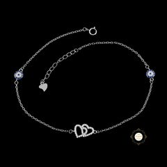 Sparkling Silver Dazzle Heart Anklet