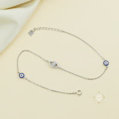 Sparkling Silver Evil Eye Anklet