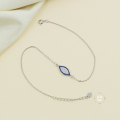 Sparkling Silver Evil Eye Anklet