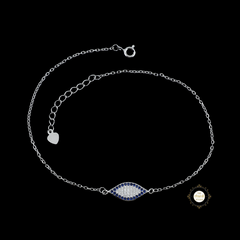 Sparkling Silver Evil Eye Anklet