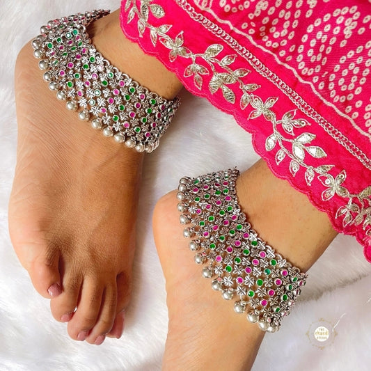 Royal Bloom Silver Anklet