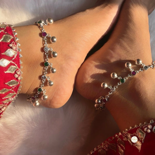 Utsav Ball Drop Stone Anklet