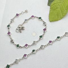 Sterling Silver Multi Stone Anklet