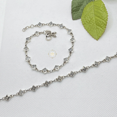 925 Sterling Silver White Zircon Stone Anklet