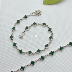 925 Sterling Silver Green Stone Anklet