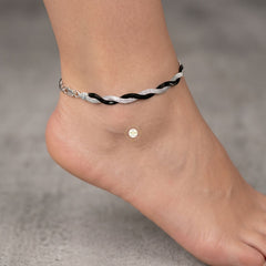 Sterling Silver Dual Tone Plain Anklet