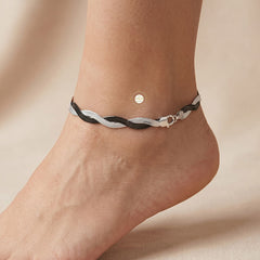 Sterling Silver Dual Tone Plain Anklet