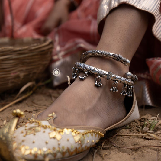 925 Sterling Silver Ghungroo Leg Kada (Piece)