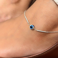 Sterling Silver Evil Eye Anklet