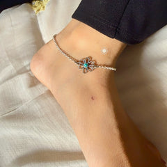 Sterling Silver Flower Anklet (Pair)