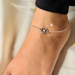 Sterling Silver Flower Anklet (Pair)