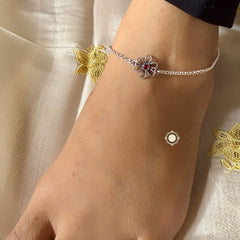 Sterling Silver Flower Anklet (Pair)
