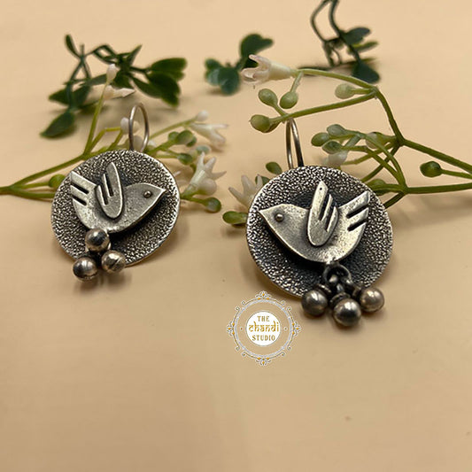 Sterling Silver Parinde Ghungroo Earring