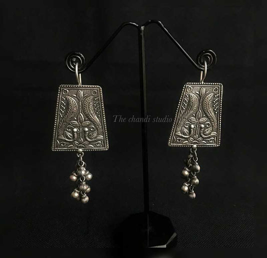 Sterling Silver Peacock Ghungroo Earring