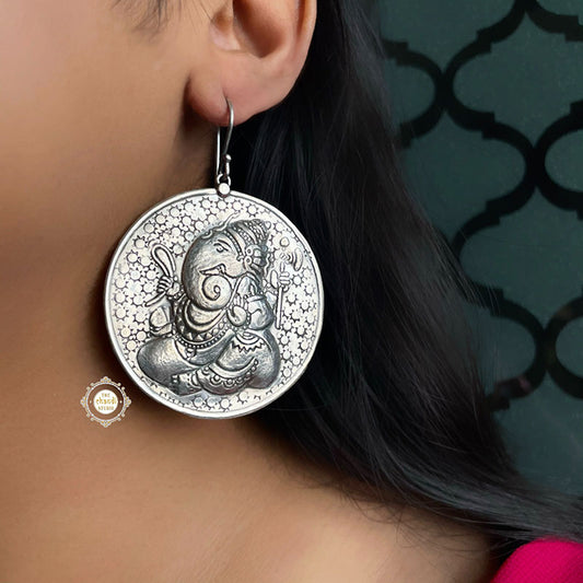 Hand Carved Intricate Ganesha Earring