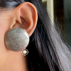 Hand Engraved Durga Studs