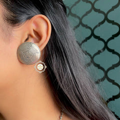 Hand Engraved Durga Studs