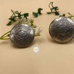 Hand Engraved Durga Studs