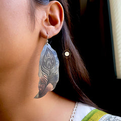 Ethereal Feather Engraved Earring