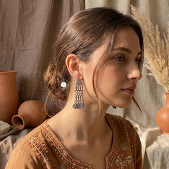 Sterling Silver Vintage Tribal Charm Earrings