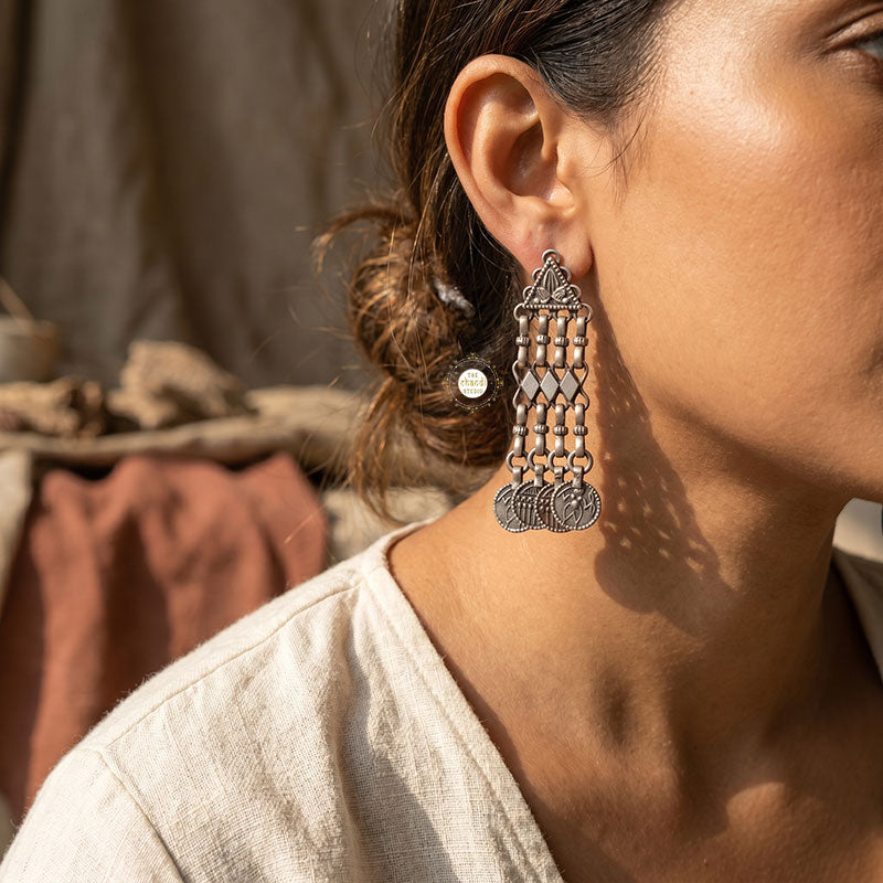 Sterling Silver Vintage Tribal Charm Earrings