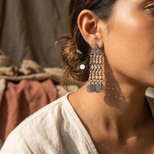 Sterling Silver Vintage Tribal Charm Earrings