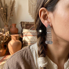 Sterling Silver Vintage Tribal Charm Earrings