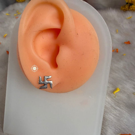 Buy Chandi Earrings Online Swastik Silver Stud
