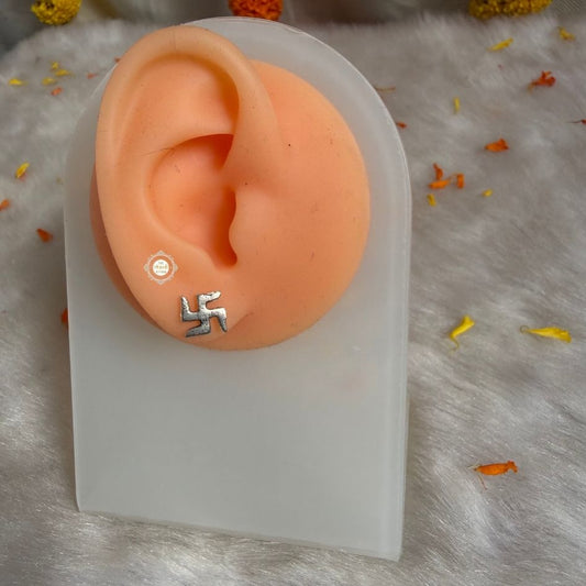 Sterling Silver Swastik Stud