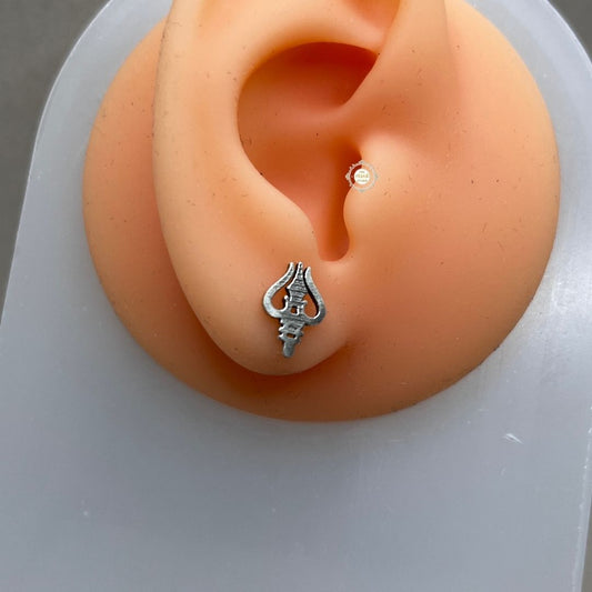 Sterling Silver Trishul Stud