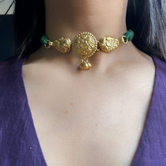 Full Gold Chakra Embossed Thread Choker