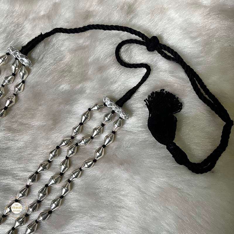 925 Sterling Silver Sadabhar Dholki Bead Thread Necklace