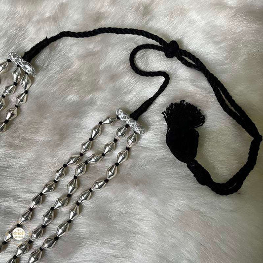 925 Sterling Silver Sadabhar Dholki Bead Thread Necklace