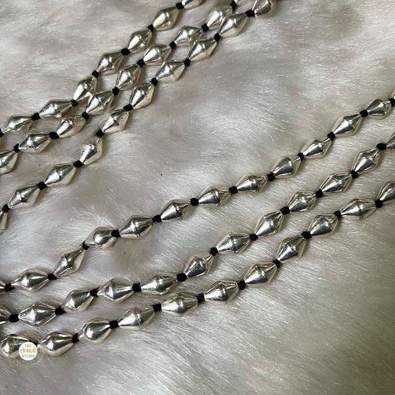 925 Sterling Silver Sadabhar Dholki Bead Thread Necklace