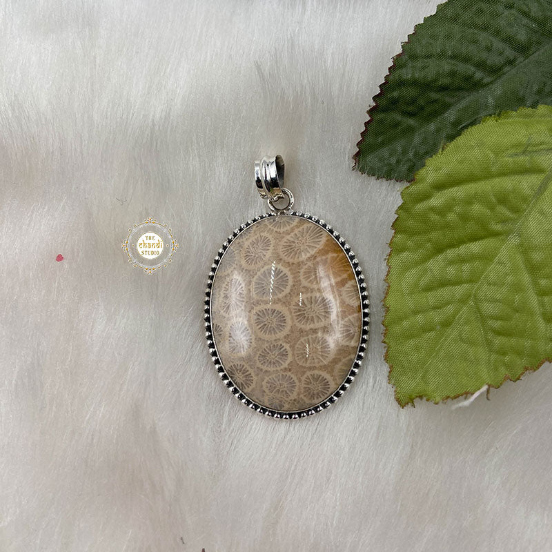 Classic Fossil Coral Stone Pendant