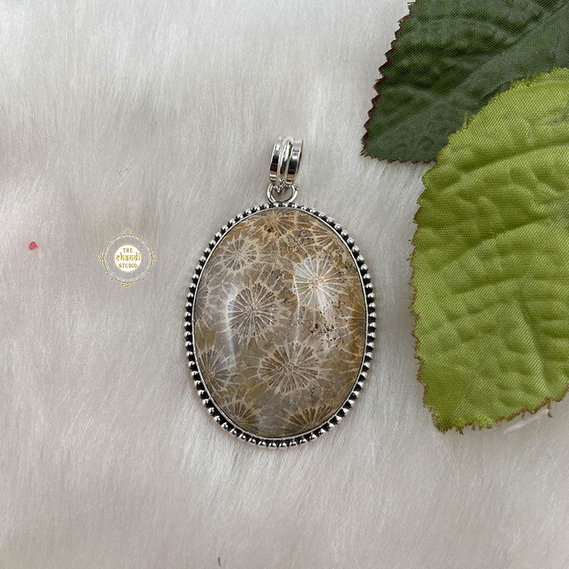 Classic Fossil Coral Stone Pendant