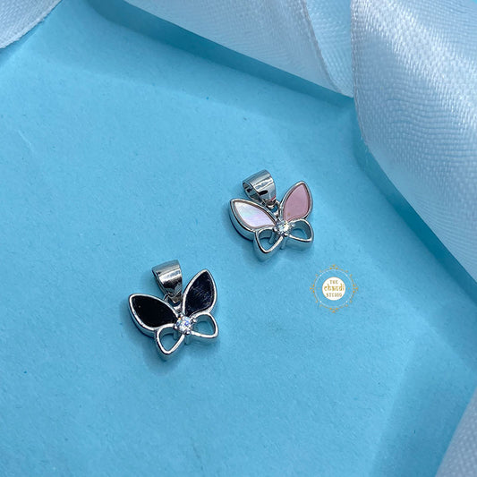 Sparkling Silver Twilight Butterfly  Pendant (Reversible)