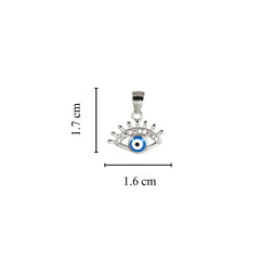 Sparkling Silver Minimal Evil Eye Pendant