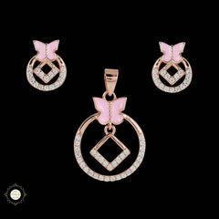 Sterling Silver Sparkling Silver Butterfly Halo Pendant Set