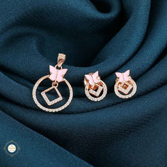 Sterling Silver Sparkling Silver Butterfly Halo Pendant Set