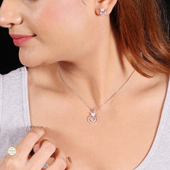 Sterling Silver Sparkling Silver Butterfly Halo Pendant Set