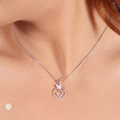 Sterling Silver Sparkling Silver Butterfly Halo Pendant Set