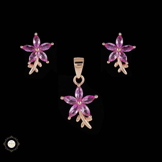 Sterling Silver Sparkling Silver Ocean Bloom Pendant Set