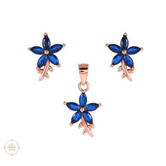 Sterling Silver Sparkling Silver Ocean Bloom Pendant Set