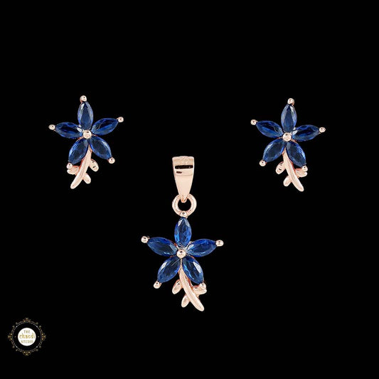 Sterling Silver Sparkling Silver Ocean Bloom Pendant Set